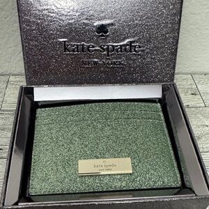 Kate Spade Kenzie Seawater Glitter Card Holder NWT In Box